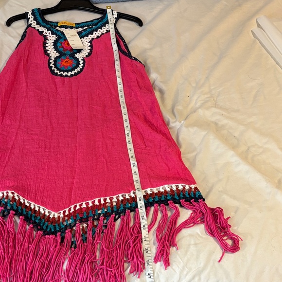 Pink Sleeveless Crochet Fringe Dress - Picture 7 of 7